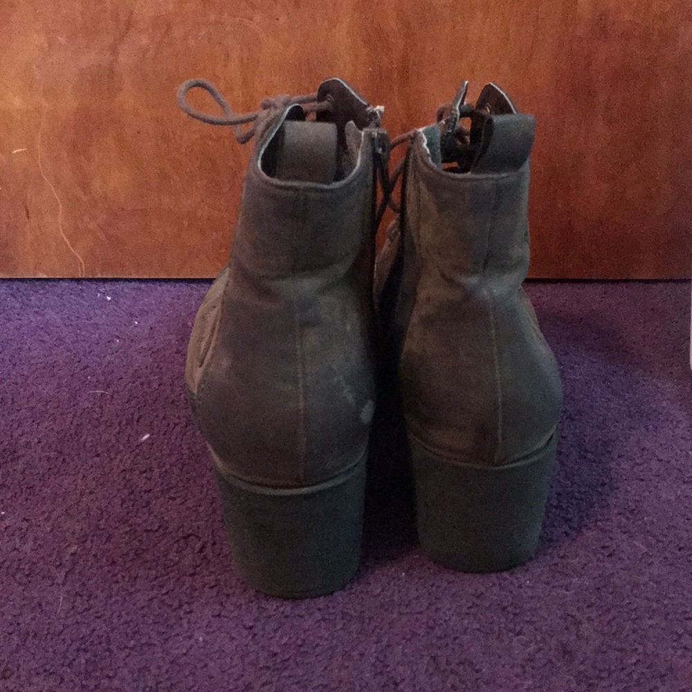 Brown lace up high heeled ankle boots - Picture 2 of 4